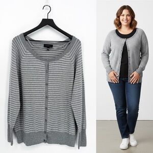 Lane Bryant Silver Gray Metallic Striped Cardigan Plus Size 18/20